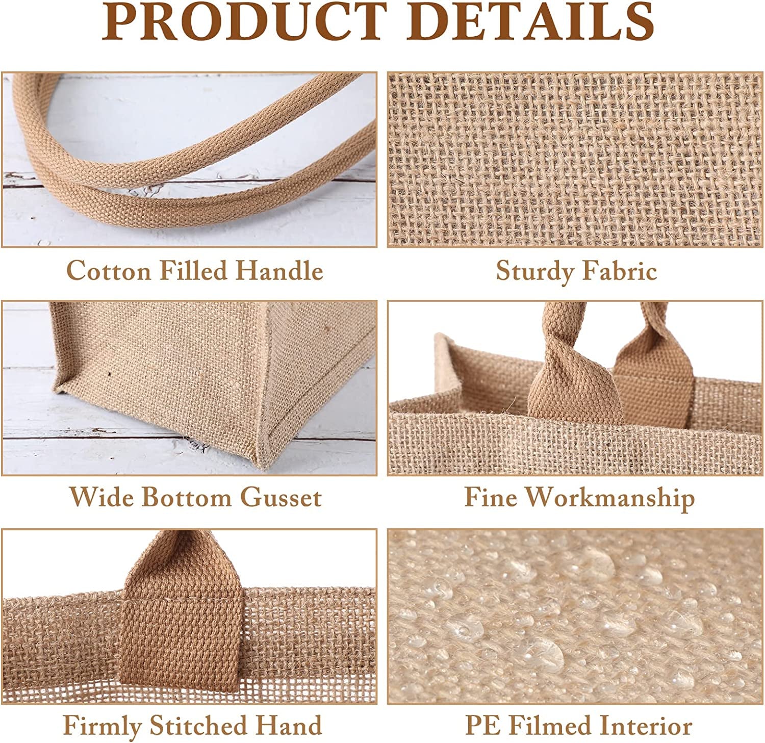 Shappy 10 Pieces Jute Burlap Tote Bags Reusable Burlap Shopping Bags with Handles Blank Totes for Women Shopping Market Grocery Beach Trip DIY Bags，16.5 X 7.25 X 13 Inches, Khaki Home & Kitchen Kitchen & Dining Luggage & Bags Reusable Grocery Bags Shopping Totes Storage & Organization Travel & To-Go Food Containers