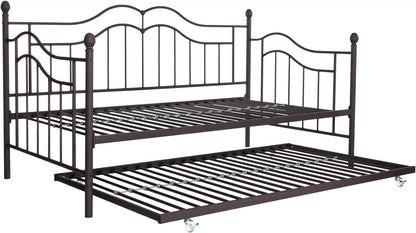 DHP Tokyo Metal Platform Bed with Classic Finial Post Headboard and Footboard, Underbed Storage Space, No Box Spring Needed, King, Bronze Bed Frames Bedroom Furniture Beds Frames & Bases Furniture Home & Kitchen