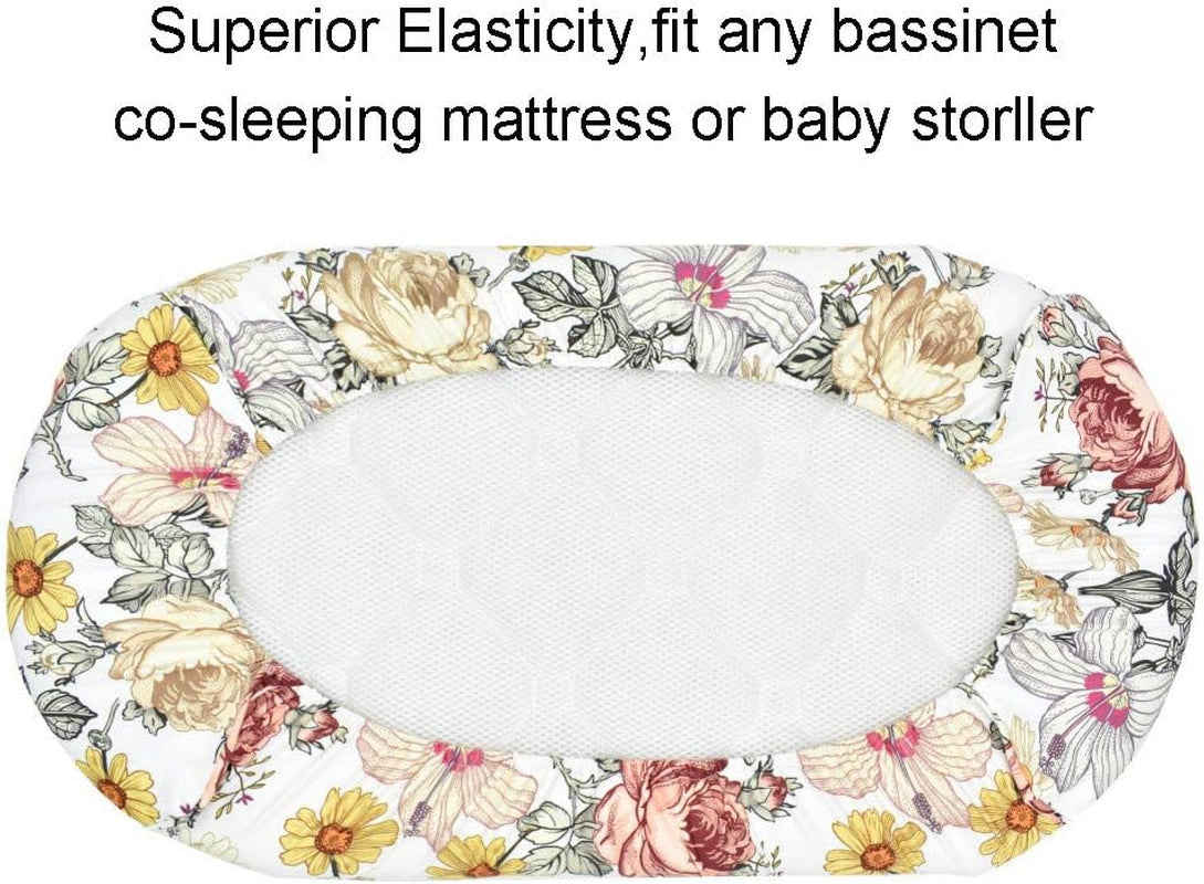 Winmany Baby Floral Bassinet Sheets,Soft and Strechy Basket Sheet Cradle Mattress Changing Pad Cover for Rectangle, Oval,Pram,Hourglass Bassinet Pads (Floral Blooming) Baby Bedding Baby Products Bassinet Sheets Bedding Nursery Sheets