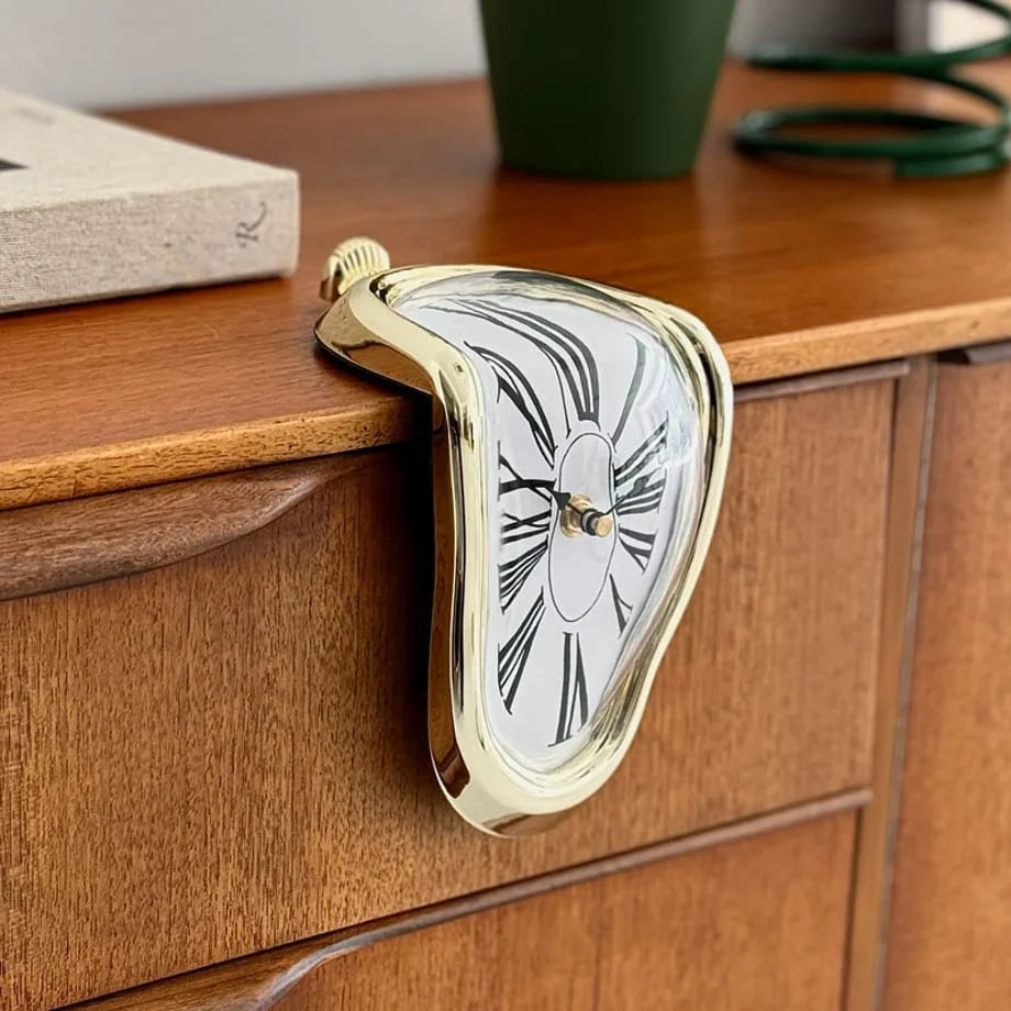 Surrealist Melting ABS Table Clock, Dali-Inspired Shelf Decor