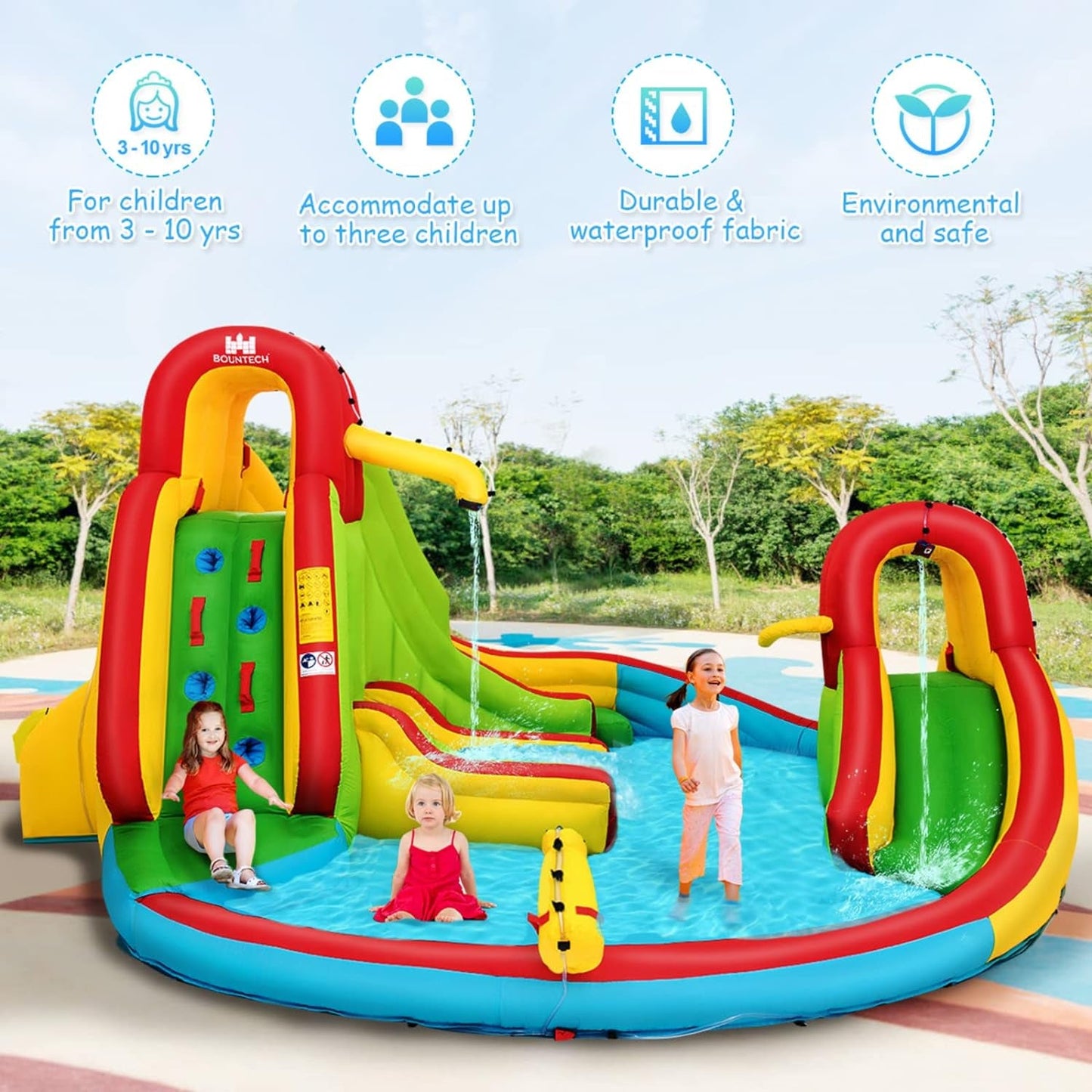 Costzon Inflatable Water Slide, 16X14Ft Mega Waterslides for Kids with Dual Slides & Climbing Walls for Racing Fun, Large Splash Pool, Water Slides for Big Kids and Adults Outdoor Backyard Party Gifts Inflatable Water Slides Pool Toys Pools & Water Toys Sports & Outdoor Play Toys & Games