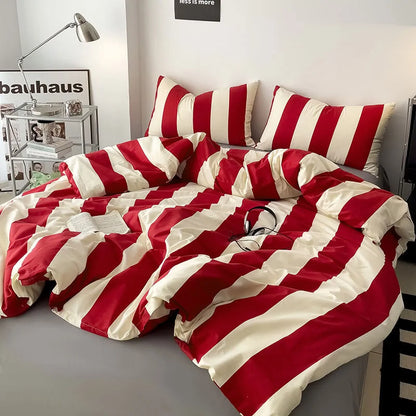 Soft Bold Stripe Cotton Bedding Set