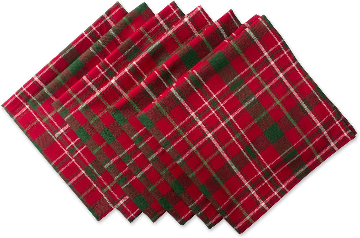 DII Holiday Dining Table Linen Collection Tartan Holly Plaid, Square Cloth Napkin Set, 20X20, Red & Green, 6 Count Cloth Napkins Home & Kitchen Kitchen & Dining Kitchen & Table Linens