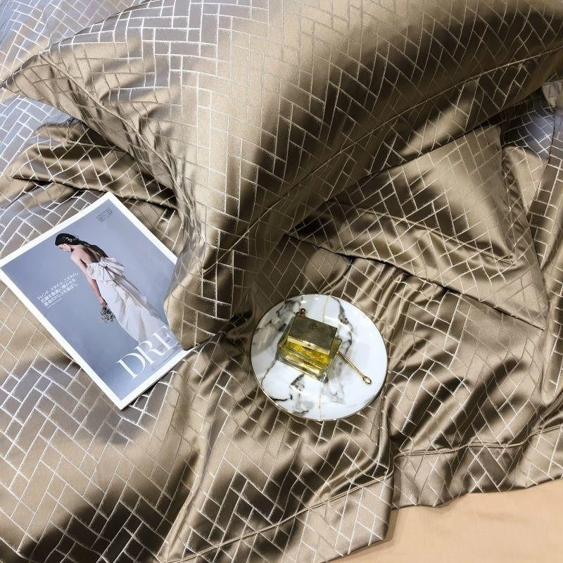 Talia Gold Cotton Satin Bedding Set