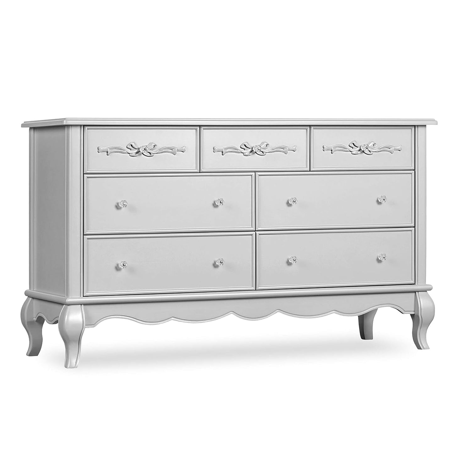 Evolur Aurora 7 Drawer Double Dresser, Akoya Grey Pearl/Silver Mist & Aurora 6 Drawer Tall Chest in Akoya Grey Pearl/Silver Mist Bedroom Furniture Dressers Furniture Home & Kitchen