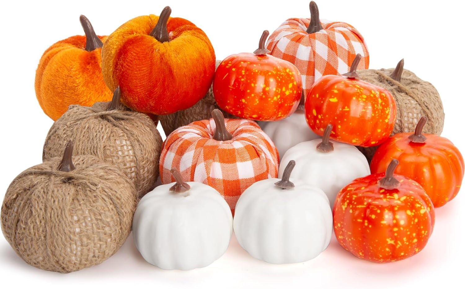 Domestar 50 PCS Thanksgiving Artificial Pumpkins and Gourds Set, 8 PCS Fake Pumpkins, 12 PCS Pinecones and Acorns, 30 PCS Fake Maple Leaves Fall Wedding Tables Centerpieces Artificial Plants & Flowers Artificial Vegetables Home & Kitchen Home Décor Products