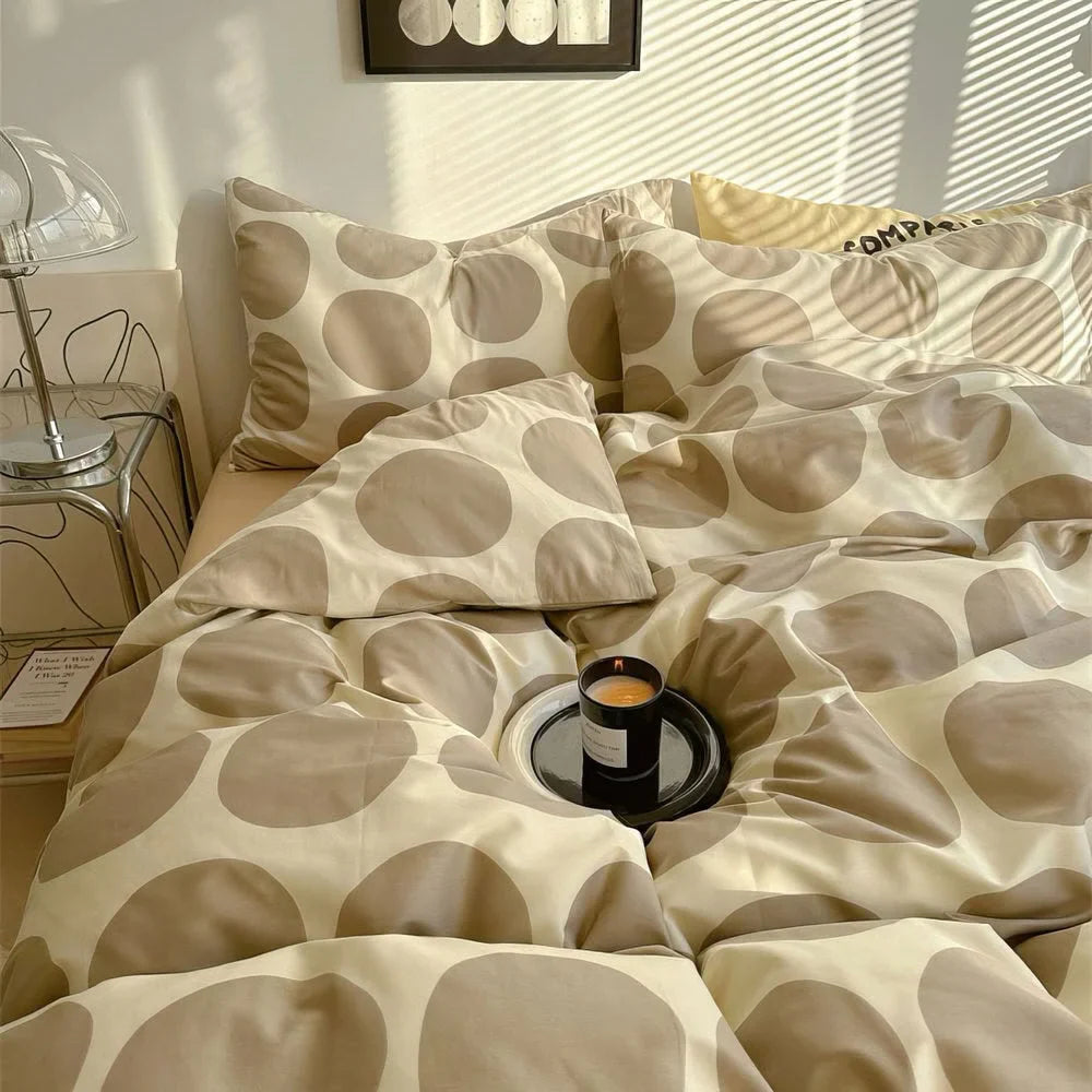 Soft Organic Polka Dot Cotton Bedding Set