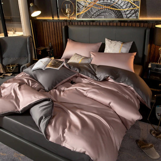 Shemir Rose Grey Reversible Egyptian Cotton Bedding Set