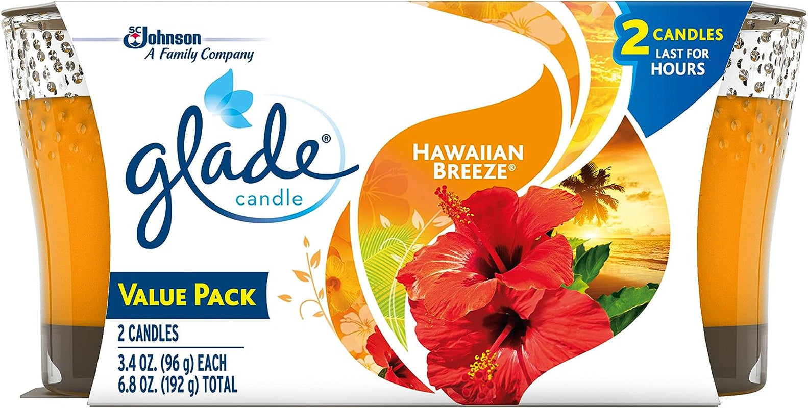 Glade Candle Jar, Air Freshener, Hawaiian Breeze, 3.4 Oz, 2 Count Candles Candles & Holders Home & Kitchen Home Décor Products Jar Candles