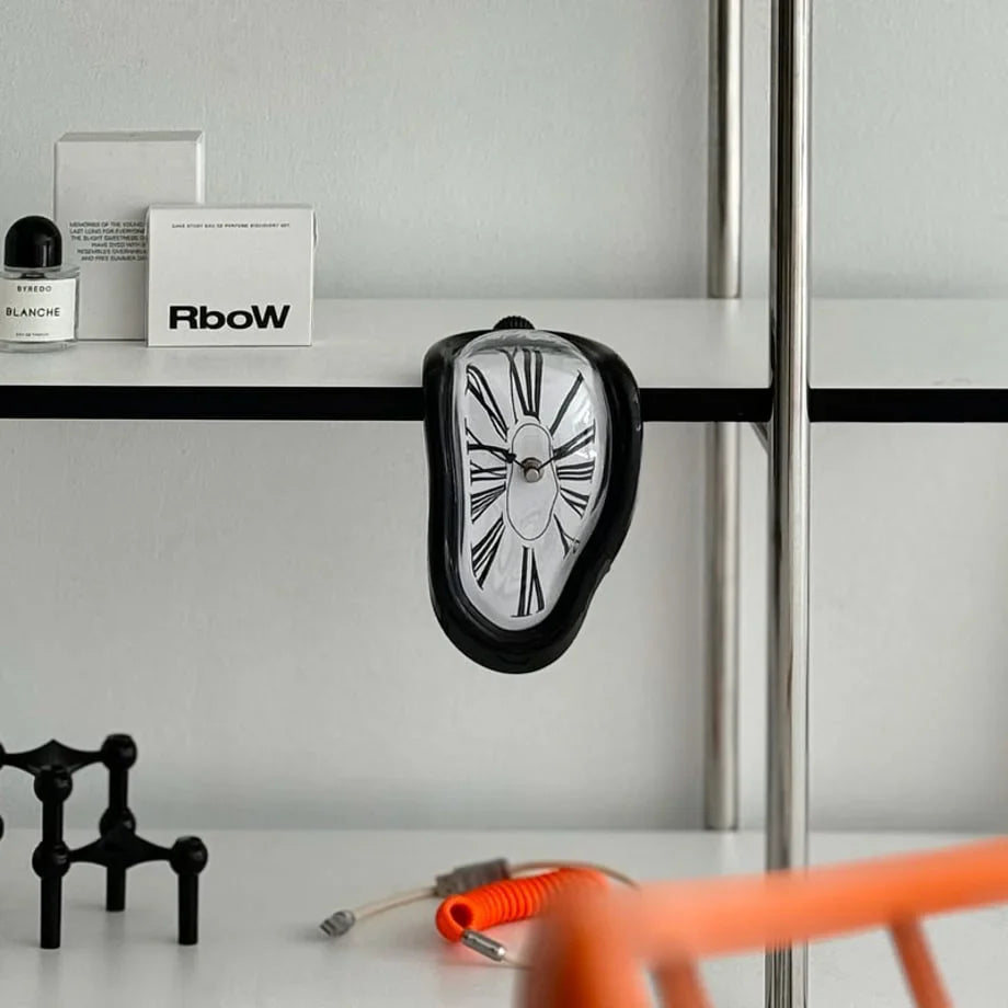 Surrealist Melting ABS Table Clock, Dali-Inspired Shelf Decor
