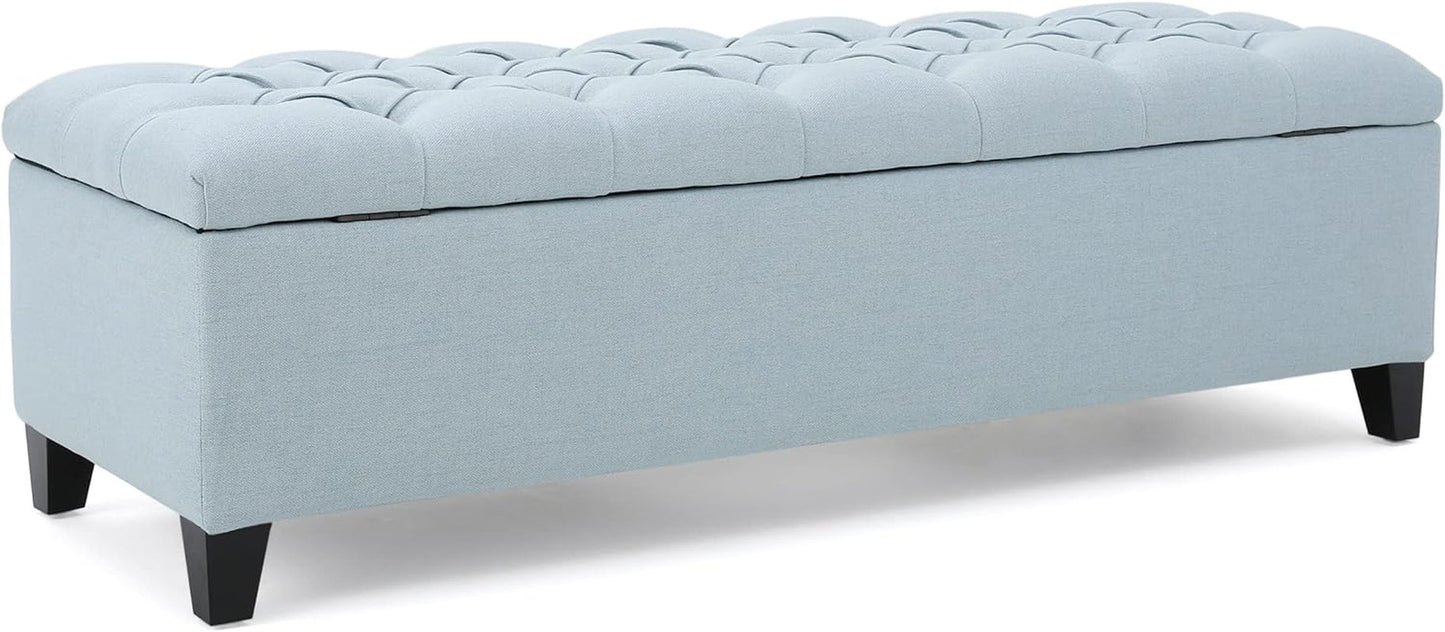 Christopher Knight Home Ottilie Fabric Storage Ottoman, Light Sky, Dimensions: 17.50 Inches Deep X 51.00 Inches Wide X 17.00 Inches High. Furniture Home & Kitchen Living Room Furniture Ottomans