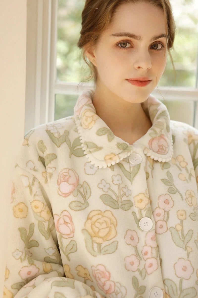 Plush Floral Flannel Fleece Pajama