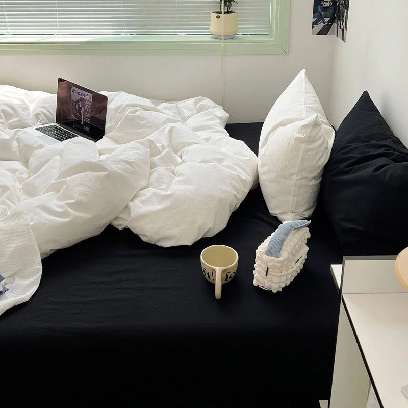 Soft Washed Solid Color Cotton Bedding Set