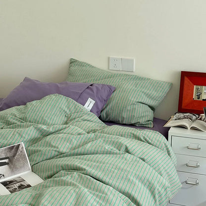 Soft Pinstripe Washed Cotton Bedding Set