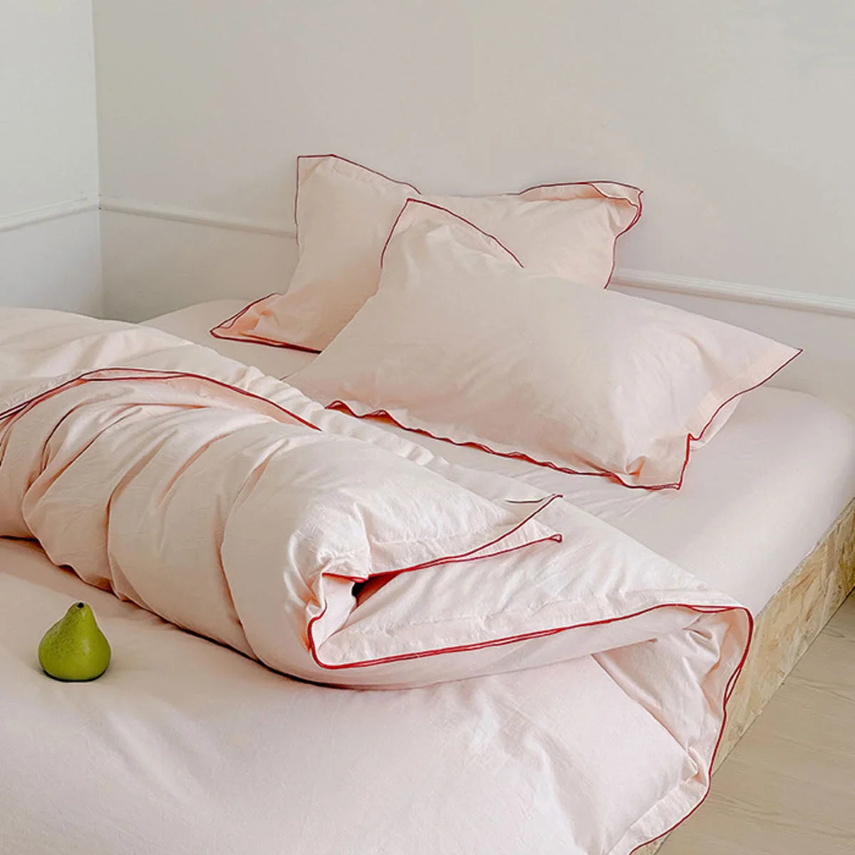 Soft Ruffle Trim Washed Cotton Bedding Set