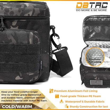 DBTAC Tactical Lunch Bag for Men Women, 12 Cans Insulated Lunch Box for Adult | 9L Leakproof Lunch Cooler Tote for Work Office Outdoor Travel | Soft Easy to Clean Liner X2, Black Camo Home & Kitchen Kitchen & Dining Lunch Bags Storage & Organization Travel & To-Go Food Containers