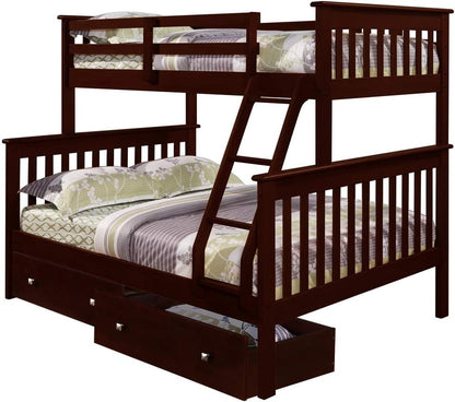 Donco Kids Austin Mission Twin over Full Dark Grey Bunkbed with Twin Trundle Bedroom Furniture Beds Frames & Bases Furniture Home & Kitchen