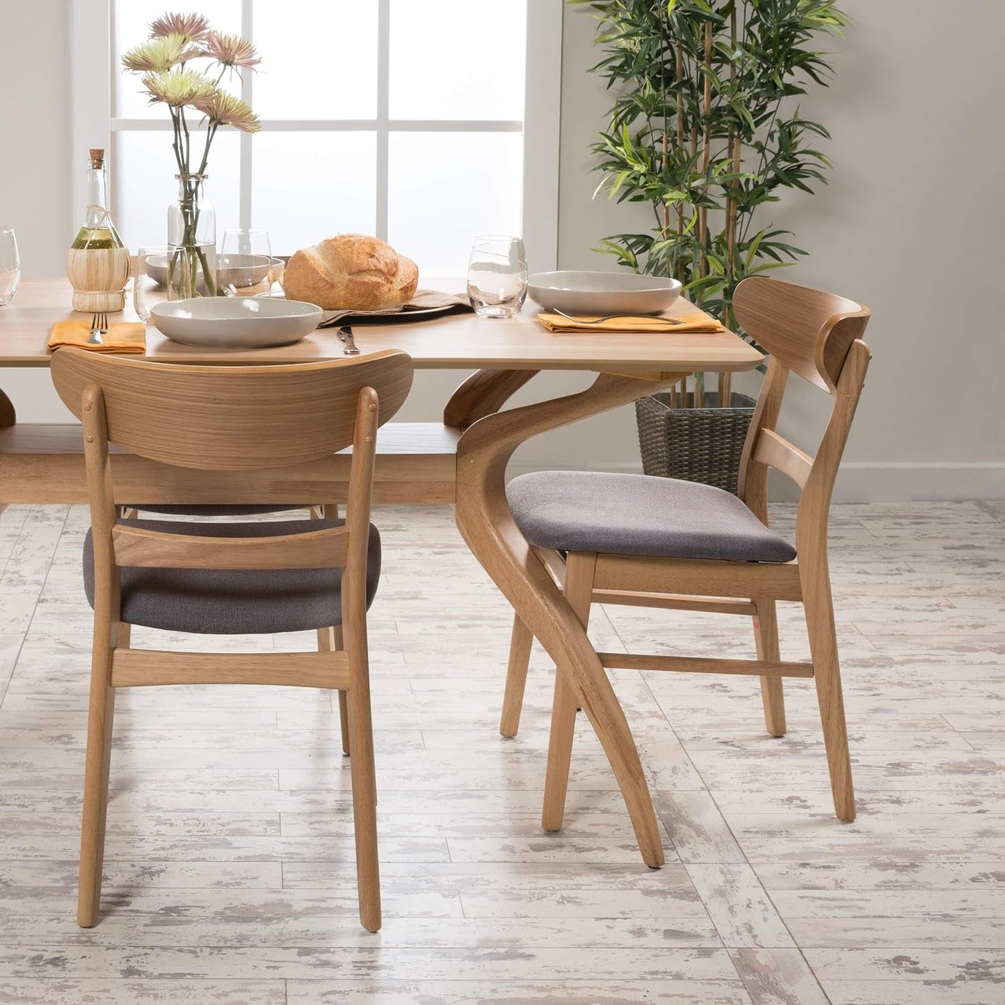 Sedie da pranzo Christopher Knight Home Idalia, set da 2 pezzi, finitura grigio scuro/quercia