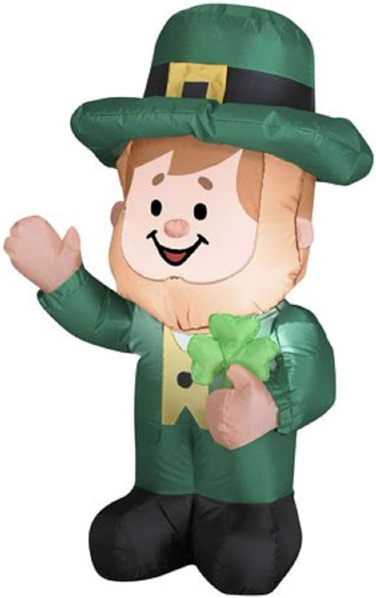 Gemmy 3.5' St Patricks Day Leprechan Irish Leprechaun Airblown Inflatable Lighted Decoration Inflatable Yard Decorations Lawn & Garden Outdoor Décor Outdoor Holiday Decorations Patio