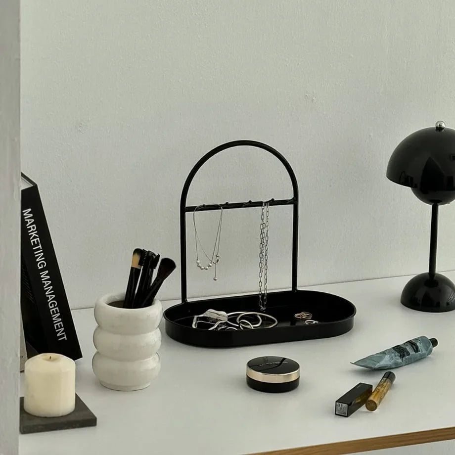 Sleek Arched Metal Jewelry Organizer