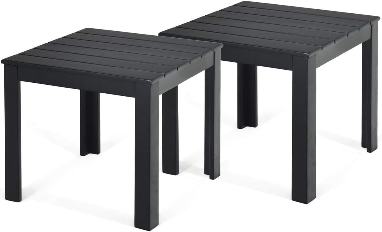 Giantex Outdoor Side Table Set of 2, Acacia Wood Adirondack Table W/Oil Finished, 220Lbs Weight Capacity, Square End Table for Patio, Backyard, Garden, Poolside & Balcony (2, Black) Lawn & Garden Patio Patio Furniture & Accessories Side Tables Tables