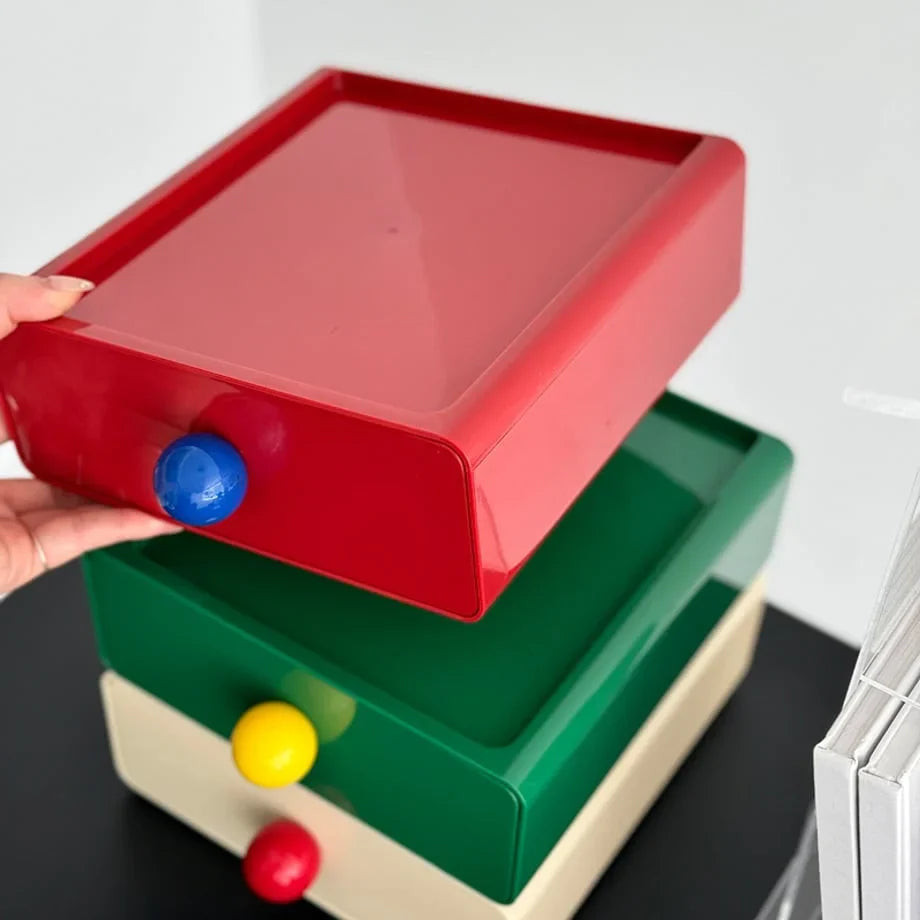 Glossy Color Block ABS Stackable Desk Drawers