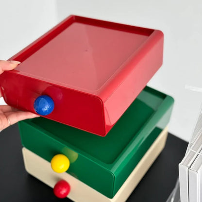 Glossy Color Block ABS Stackable Desk Drawers