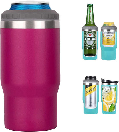 4 in 1 Stainless Steel Can/Bottle Insulator, 14Oz Two-Way Lids SUS Insulated Can Cooler, Beer Bottle Holder (Black) Home & Kitchen Kitchen & Dining Storage & Organization Thermocoolers Travel & To-Go Food Containers