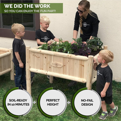 Boldly Growing Wooden Raised Planter Box with Legs - Large Elevated Outdoor Patio Cedar Garden Bed Kit to Grow Herbs and Vegetables - Unmatched Strength Lasts Years, Natural Rot-Resistant Wood Gardening & Lawn Care Lawn & Garden Patio Planters & Container Accessories Pots Raised Beds