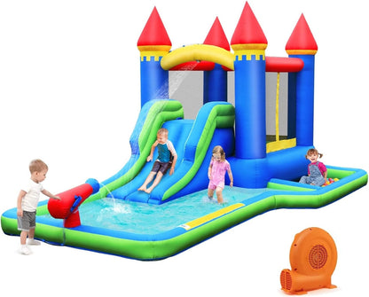 BOUNTECH Inflatable Water Bounce House, Giant Waterslide Park for Kids Backyard Fun Wet and Dry W/Splash Pool, Blow up Water Slides Inflatables for Kids and Adults Outdoor Party Gifts Inflatable Water Slides Pool Toys Pools & Water Toys Sports & Outdoor Play Toys & Games