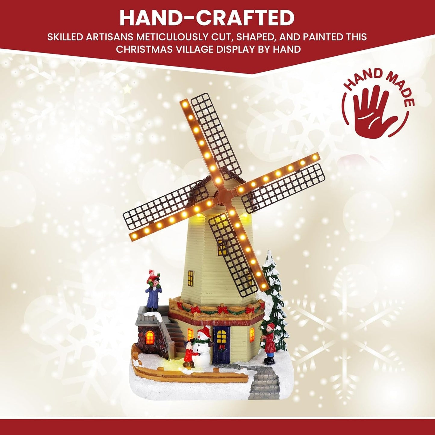 Christmas Village Windmill - Animated Pre-Lit Musical Winter Snow Village - Perfect Addition to Your Christmas Indoor Decorations & Christmas Village Display - a Thoughtful Gift for Your Loved Ones Collectible Buildings Collectible Buildings & Accessories Home & Kitchen Home Décor Accents Home Décor Products