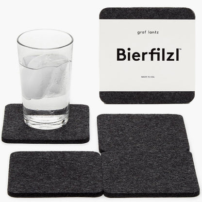 Graf Lantz - Bierfilzl Felt Coasters - Square - 100% Merino Wool - Moisture Wicking - Heat Resistant - Sustainable - Home Decor - Housewarming Gift - 4 Coaster Set - 4" X 4" X 5 Mm - Forest Bar Tools Bar Tools & Drinkware Coasters Dining & Entertaining Home & Kitchen Kitchen & Dining