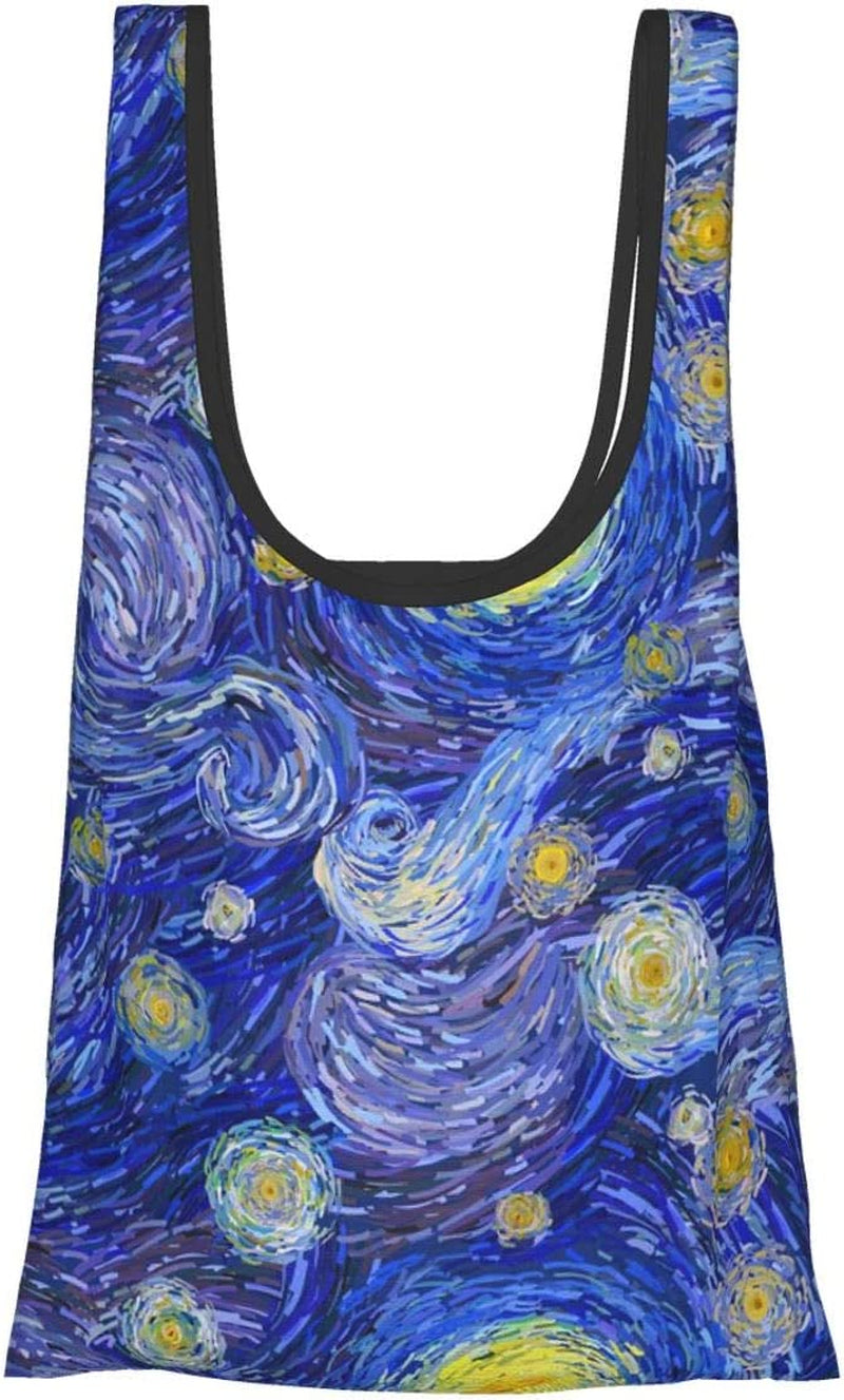 Starry Night Print Reuseable Grocery Bags Blue Sky Shopping Totes Art Foldable Waterproof Bag Storage Environmentally Fiendly (Starry Night) Home & Kitchen Kitchen & Dining Luggage & Bags Reusable Grocery Bags Shopping Totes Storage & Organization Travel & To-Go Food Containers