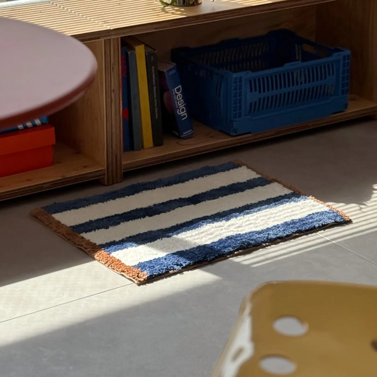 Plush Shaggy Striped Polyester Accent Rug