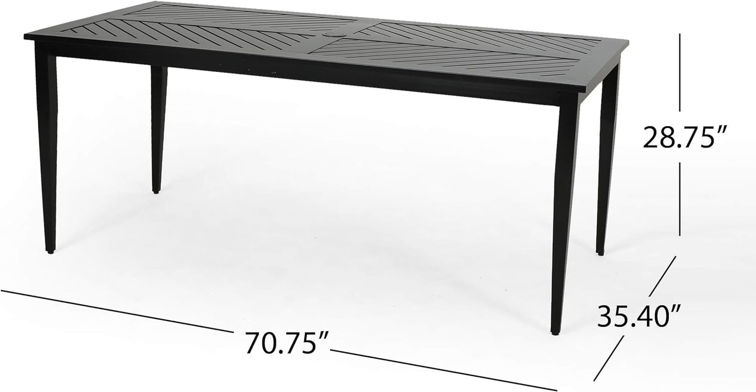 Christopher Knight Home Belle Outdoor 71 Inch Dining Table, Matte Black Dining Tables Lawn & Garden Patio Patio Furniture & Accessories Tables