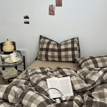 Mocha Gingham Check Duvet Cover Set