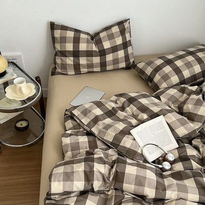 Mocha Gingham Check Duvet Cover Set