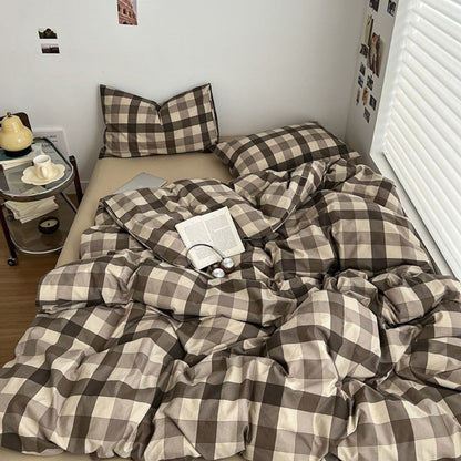 Mocha Gingham Check Duvet Cover Set