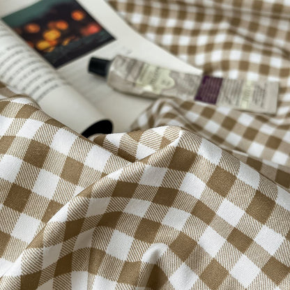Hellbraunes Gingham-Bettwäscheset