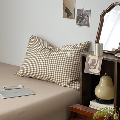 Hellbraunes Gingham-Bettwäscheset