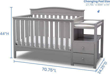 Birkley Convertible Crib N Changer + Changing Pad and Cover [Bundle], Grey Baby Products Changing & Dressing Changing Tables Furniture Nursery