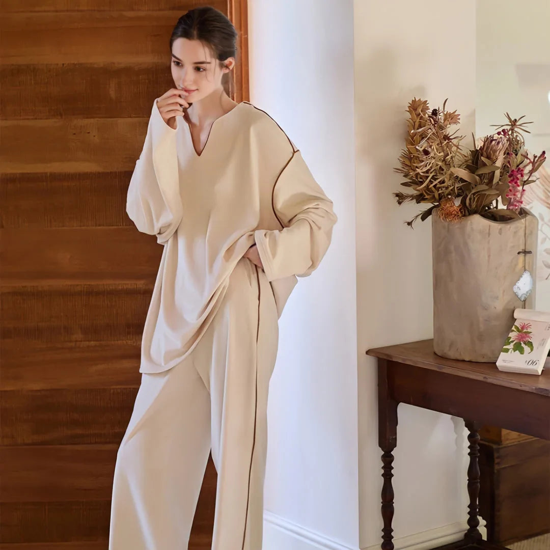 Soft Piped Plush Pajama Set