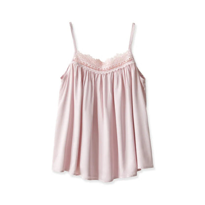 Silky Lace Trim Cotton Sateen Pajama Set