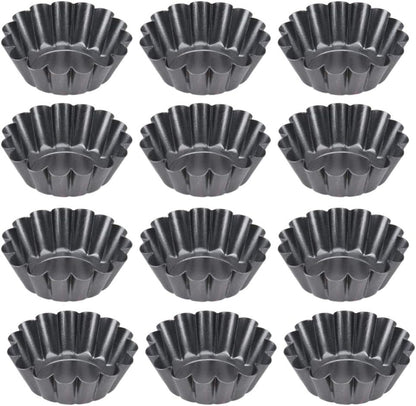 Healeved 12 Packs Size 2.6 X 0.9Inch Egg Tart Mini Tart Pans Pie Tin Tartlet Pan,Mini Cupcake Cookie Pudding Muffin Baking Cups Cooking Molds for Pies, Desserts, Quiche P Bakeware Home & Kitchen Kitchen & Dining Pie Tart & Quiche Pans Tart Pans