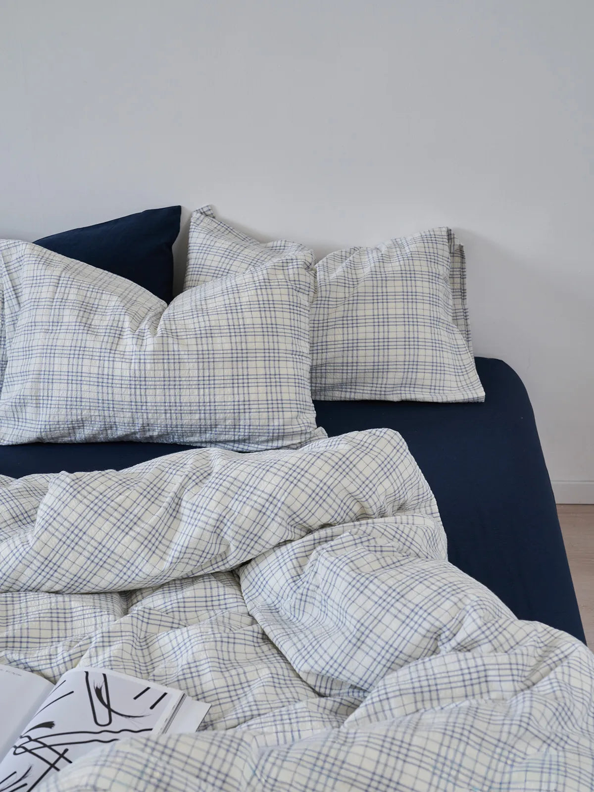 Textured Plaid Washed Cotton Bedding Set
