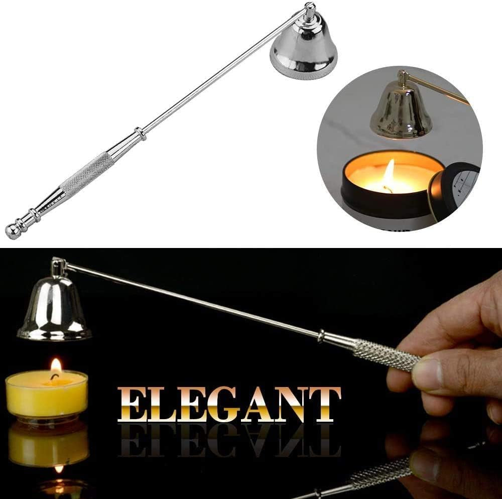 Fashion Stainless Steel Bell Shaped Candle Snuffer Wick Trimmer Cover Hand Tool Extinguish Candle Wick Trimmer Candle Snuffer(Sliver)