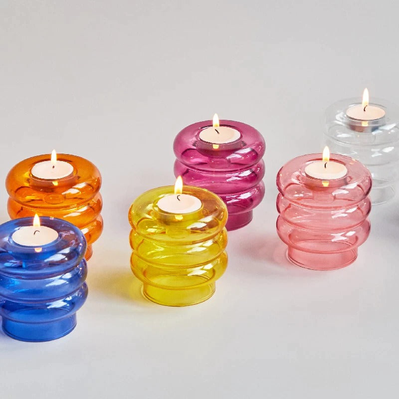 Bibendum Glass Candle Holder blown glass candle holder set candleholder