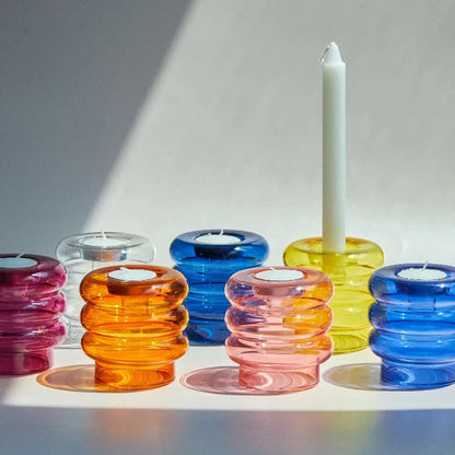 Bibendum Glass Candle Holder blown glass candle holder set candleholder