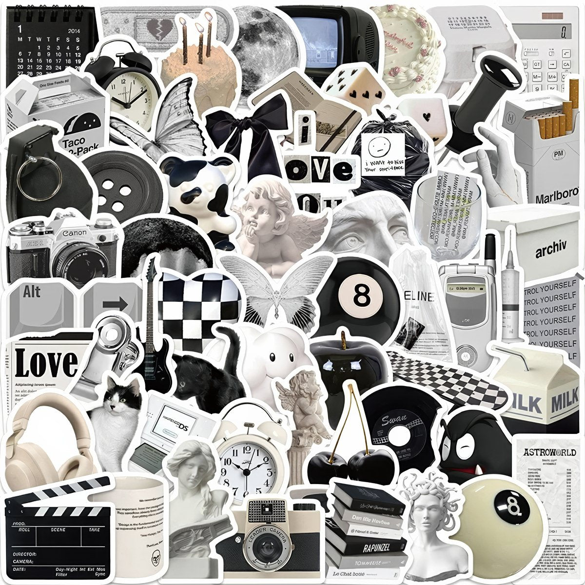 B&W Academia Girl Sticker Pack