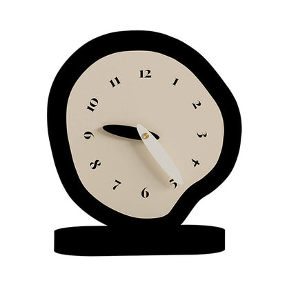 Horloge de bureau minimaliste irrégulière en noir et blanc